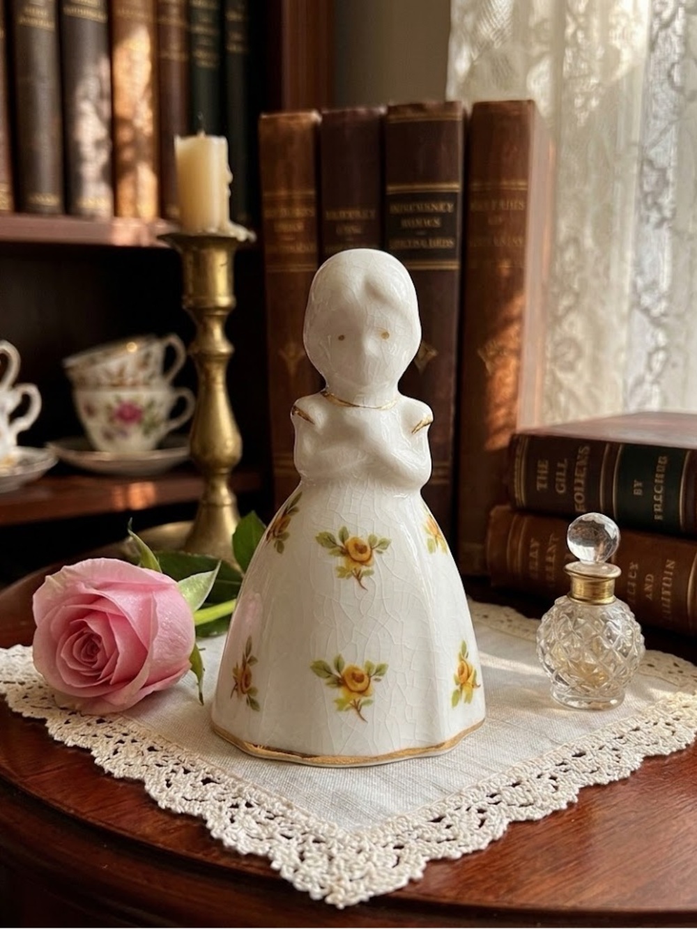 Ashley Bone China Floral Dress Small Bell Woman Figurine